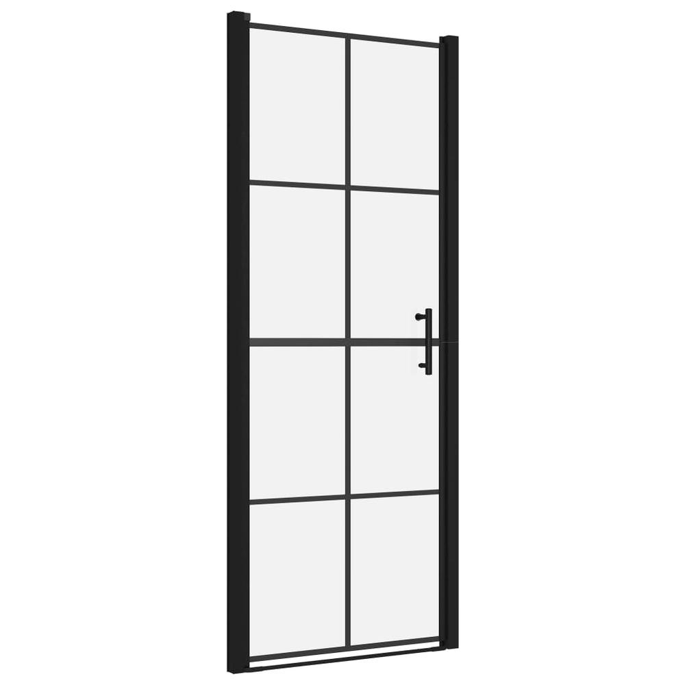 Shower Door Tempered Glass 35.8"x76.8" Black. Picture 1