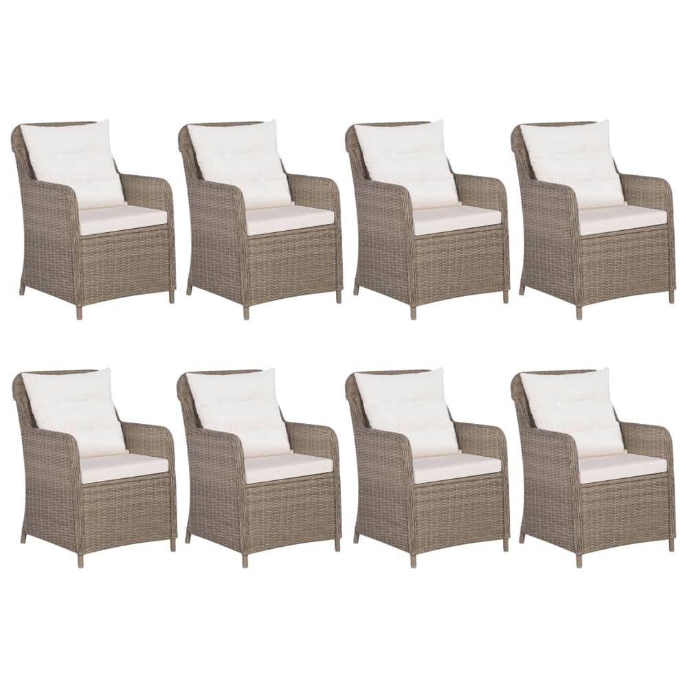 vidaXL 9 Piece Outdoor Dining Set Poly Rattan Brown, 3057797. Picture 2