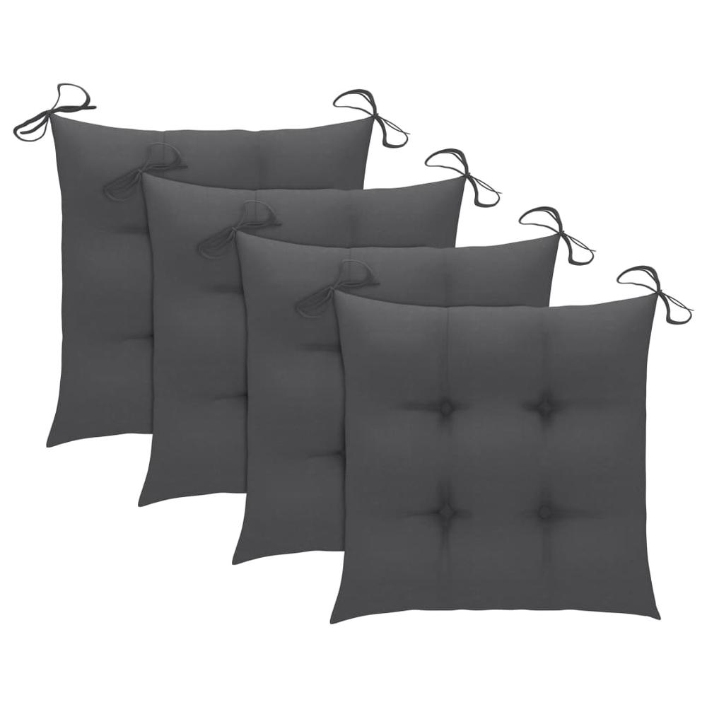 vidaXL Chair Cushions 4 pcs Anthracite 15.7"x15.7"x2.8" Fabric, 314861. Picture 1