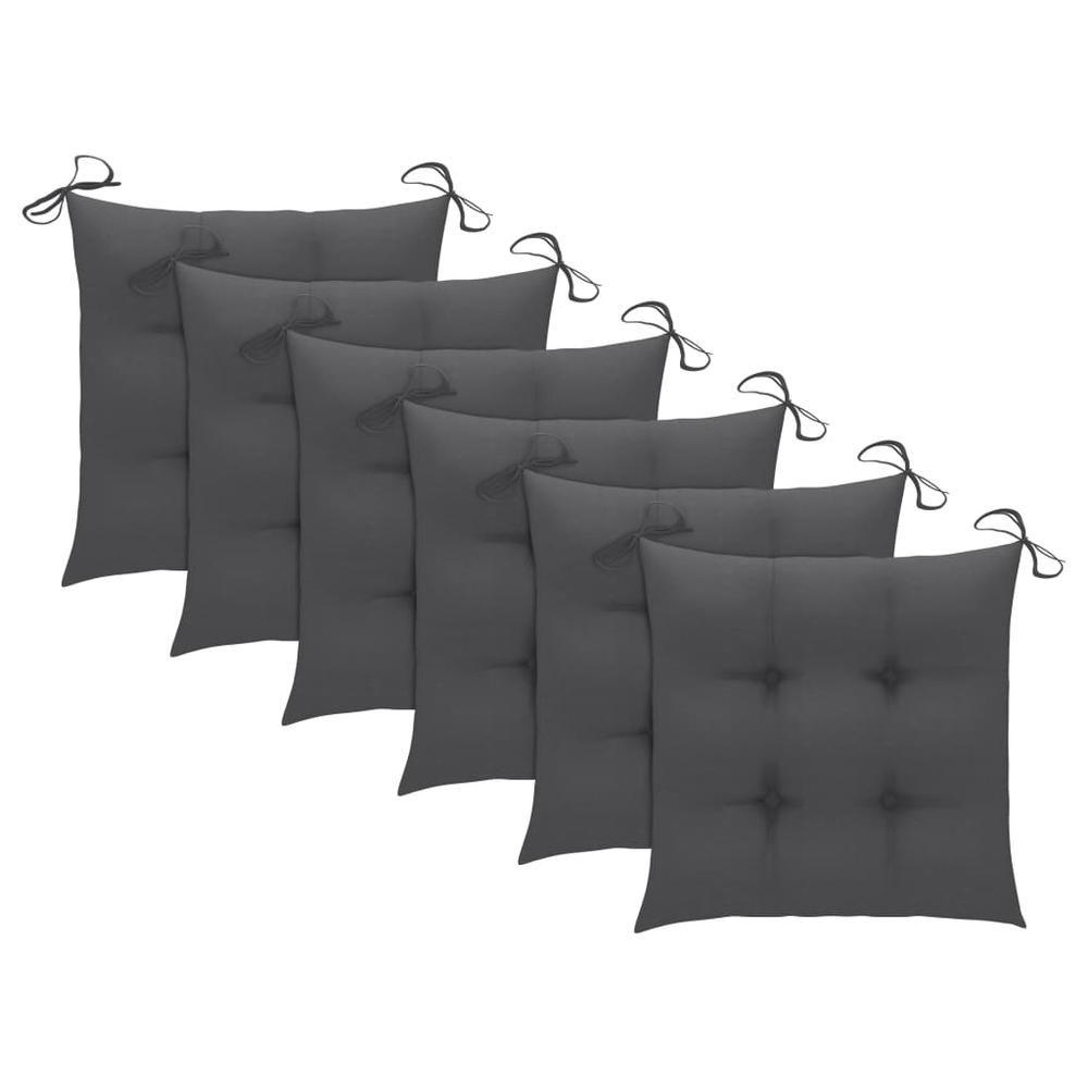 vidaXL Chair Cushions 6 pcs Anthracite 15.7"x15.7"x2.8" Fabric, 314862. Picture 1