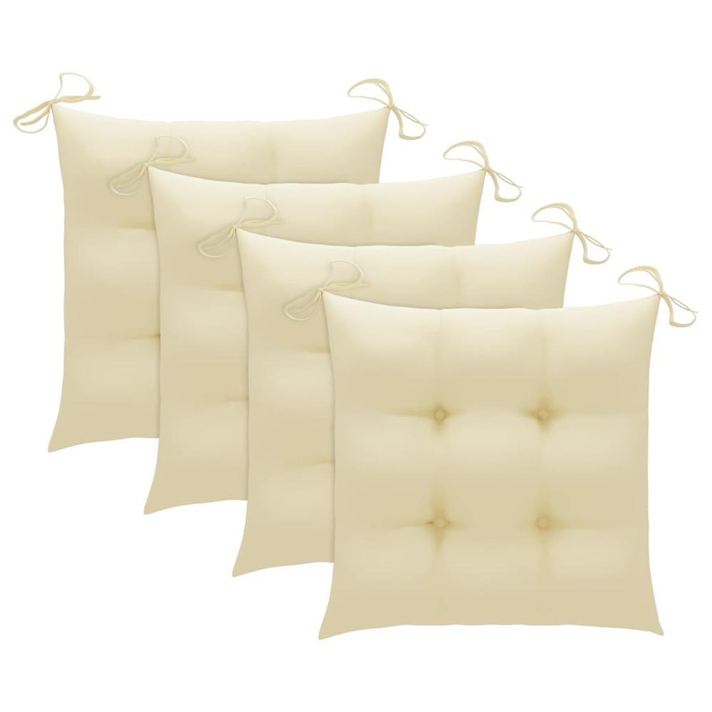 vidaXL Chair Cushions 4 pcs Cream White 15.7"x15.7"x2.8" Fabric, 314867. Picture 1