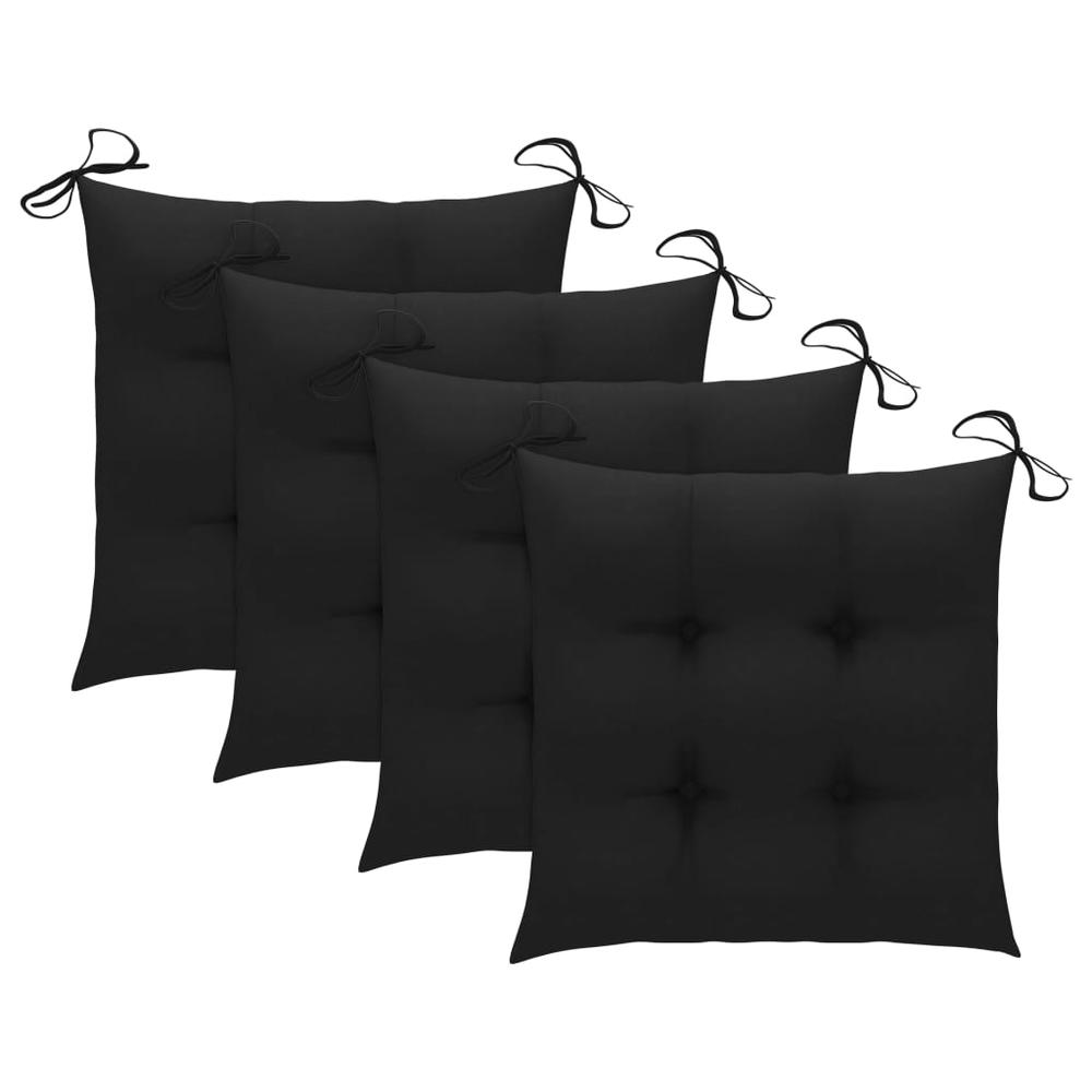 vidaXL Chair Cushions 4 pcs Black 15.7"x15.7"x2.8" Fabric, 314882. Picture 1