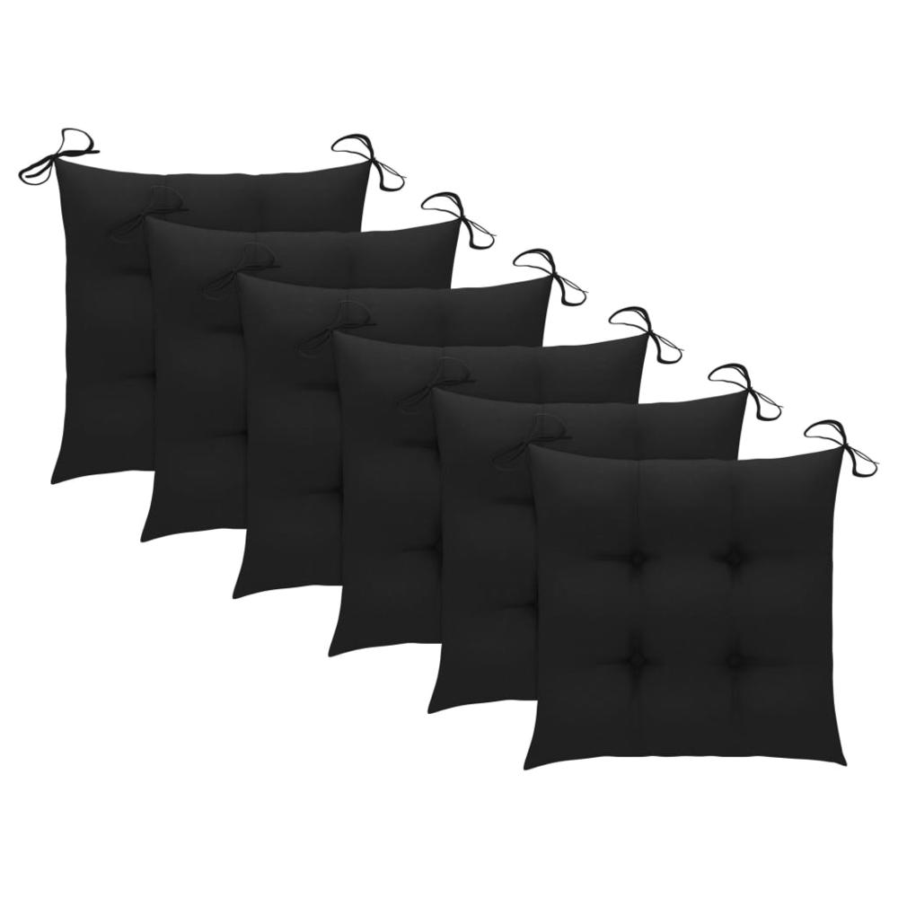 vidaXL Chair Cushions 6 pcs Black 15.7"x15.7"x2.8" Fabric, 314883. Picture 1