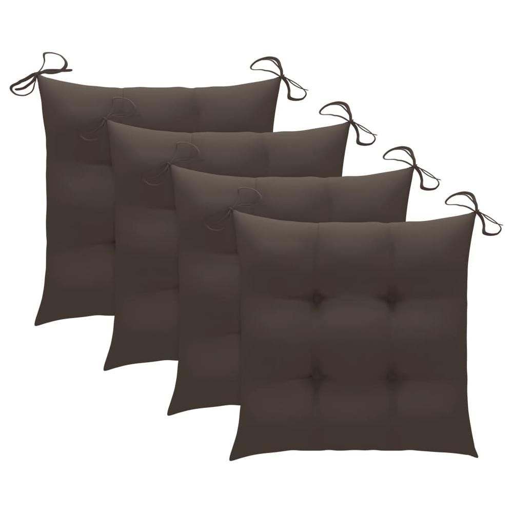 vidaXL Chair Cushions 4 pcs Taupe 15.7"x15.7"x2.8" Fabric, 314885. Picture 1