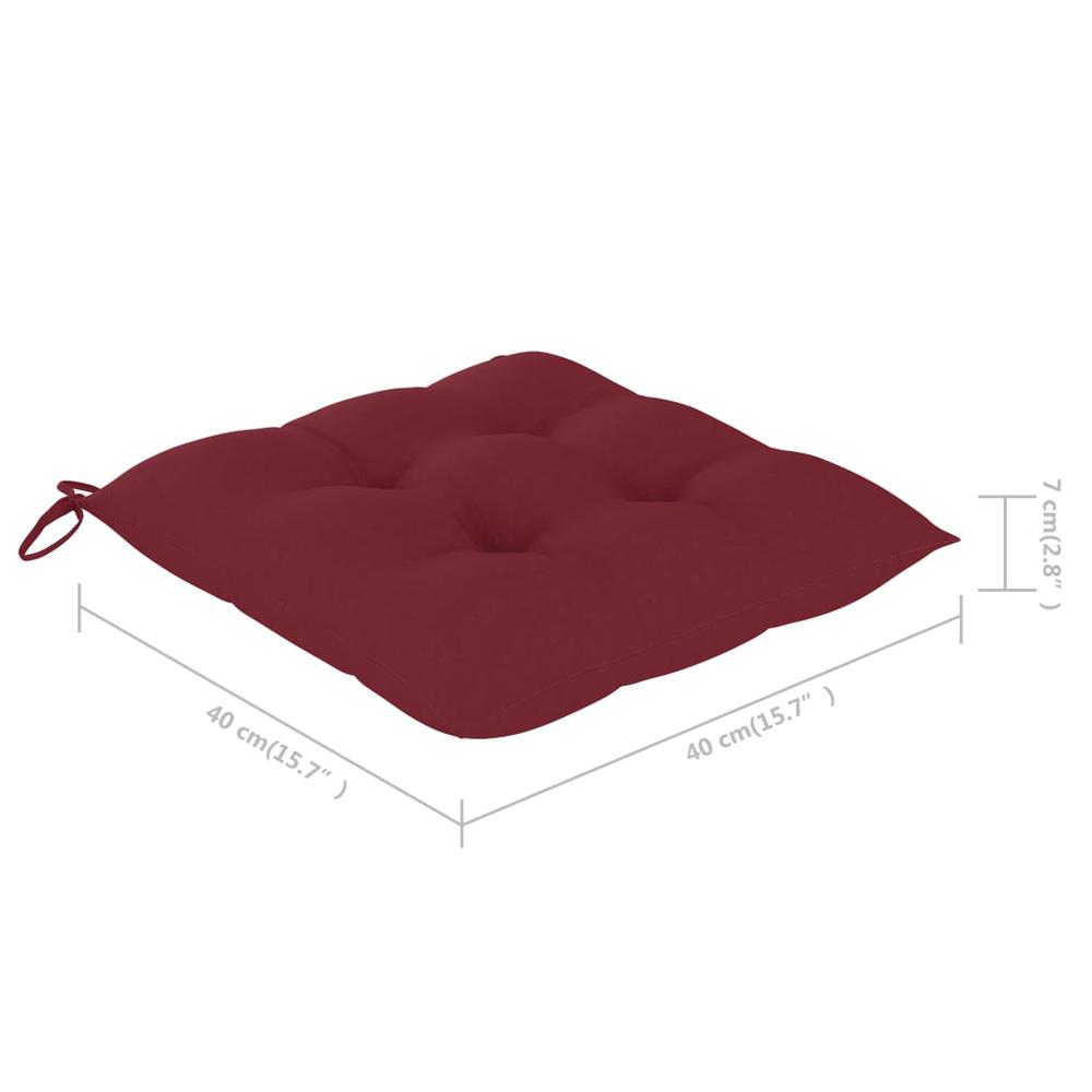 vidaXL Chair Cushions 6 pcs Wine Red 15.7"x15.7"x2.8" Fabric. Picture 6