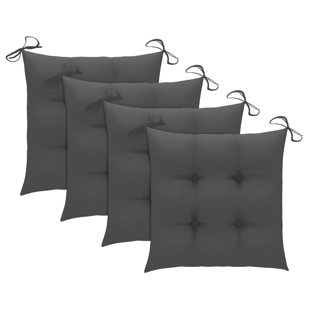 vidaXL Chair Cushions 4 pcs Anthracite 19.7"x19.7"x2.8" Fabric, 314897. Picture 1