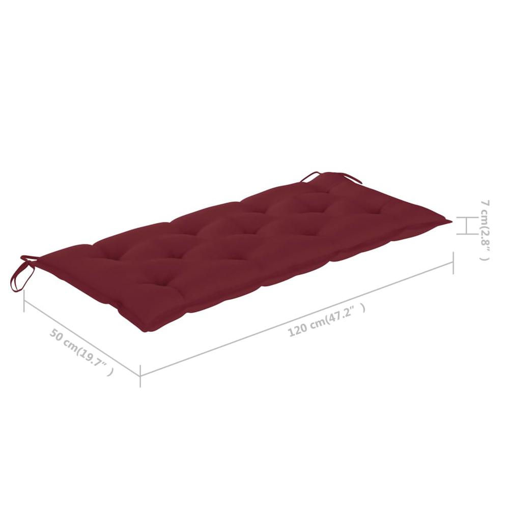 vidaXL Garden Bench Cushion Wine Red 47.2"x19.7"x 2.8" Fabric. Picture 5
