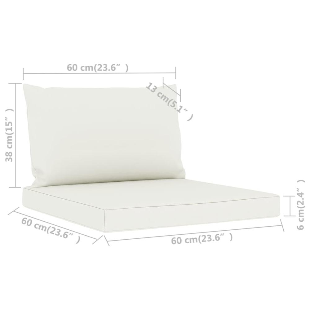 vidaXL Pallet Sofa Cushions 2 pcs Cream White Fabric. Picture 6