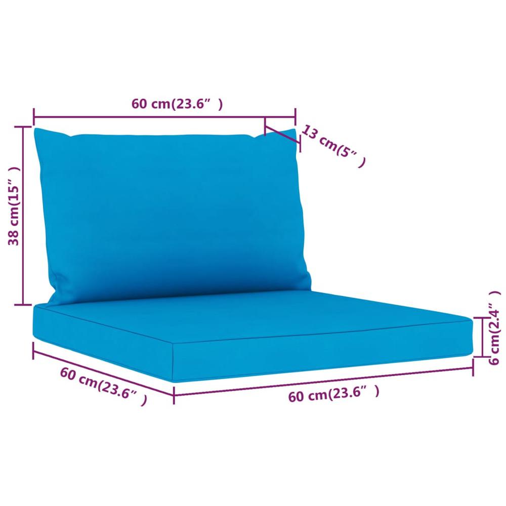vidaXL Pallet Sofa Cushions 2 pcs Light Blue Fabric. Picture 6