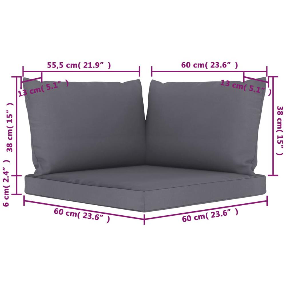 vidaXL Pallet Sofa Cushions 3 pcs Anthracite Fabric, 315064. Picture 6