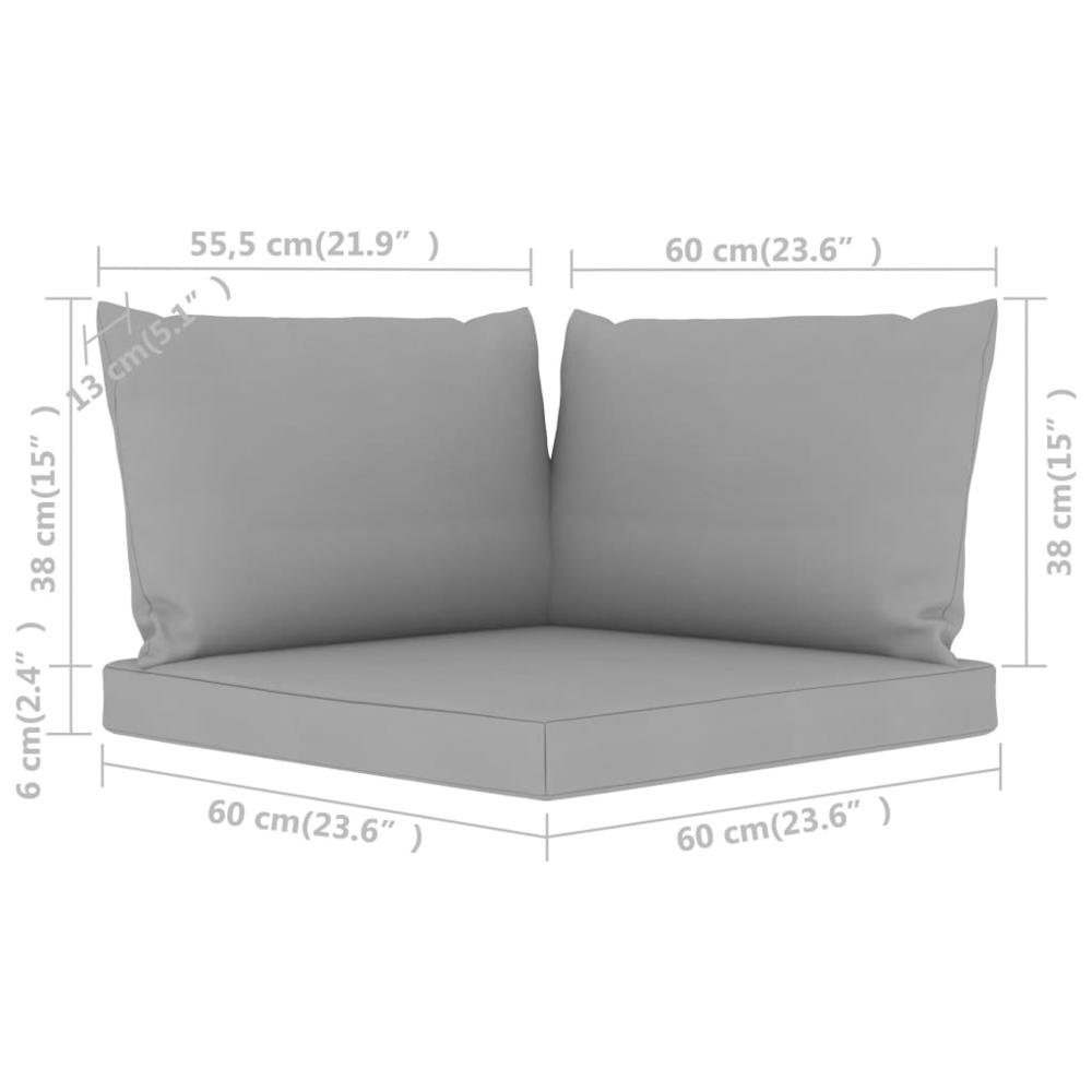 vidaXL Pallet Sofa Cushions 3 pcs Gray Fabric, 315065. Picture 6