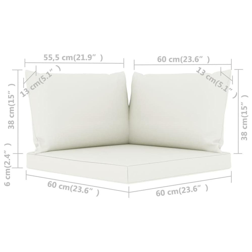 vidaXL Pallet Sofa Cushions 3 pcs Cream White Fabric. Picture 6