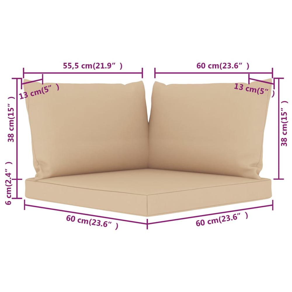 vidaXL Pallet Sofa Cushions 3 pcs Beige Fabric. Picture 6