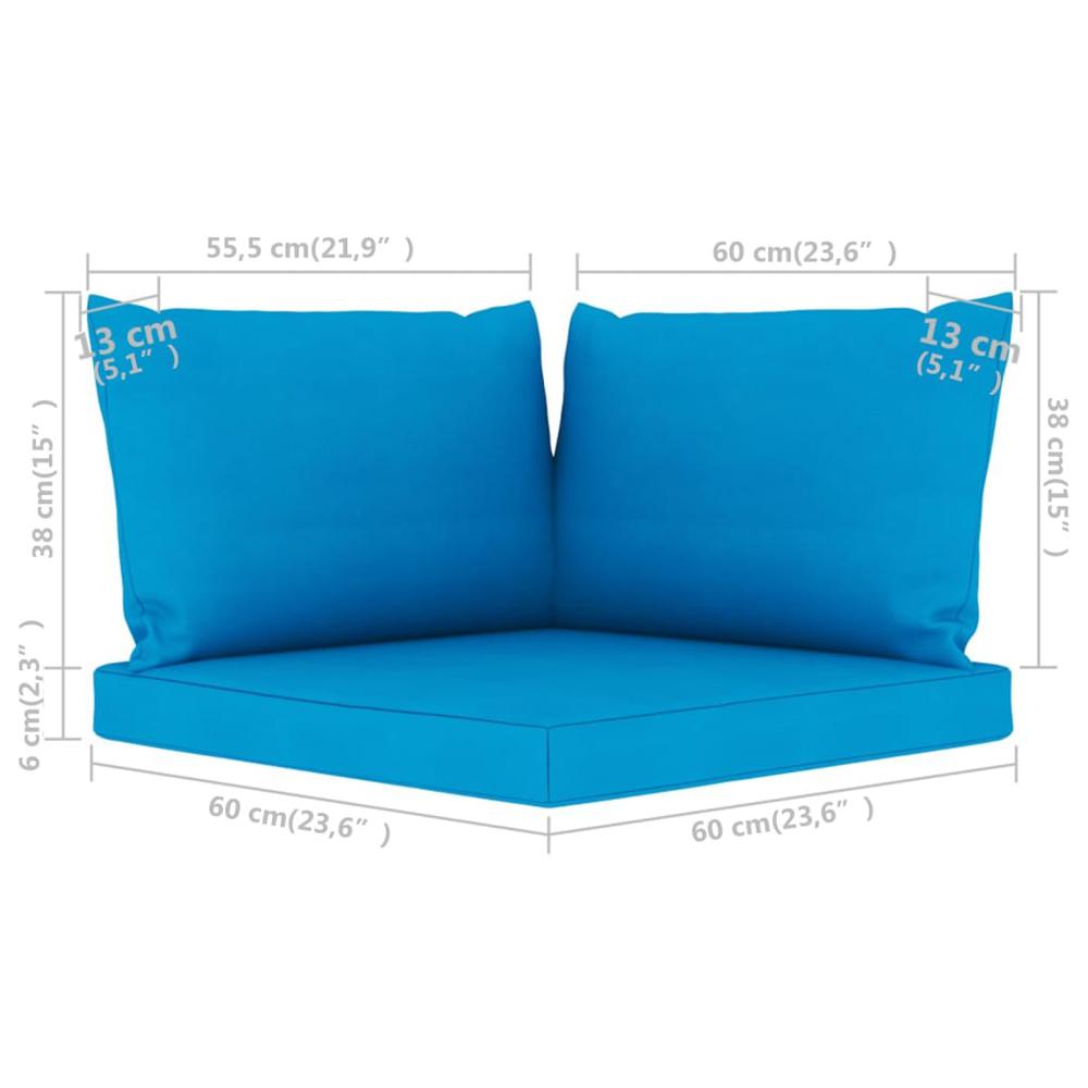 vidaXL Pallet Sofa Cushions 3 pcs Light Blue Fabric. Picture 6
