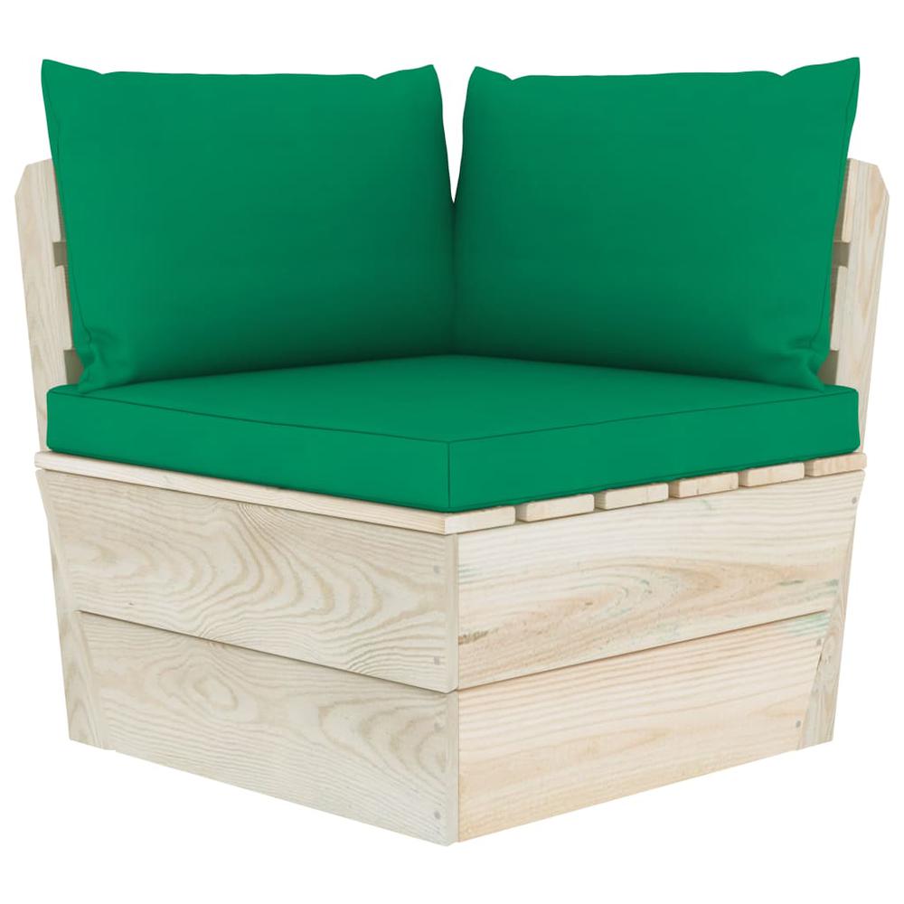 vidaXL Pallet Sofa Cushions 3 pcs Green Fabric, 315069. Picture 1