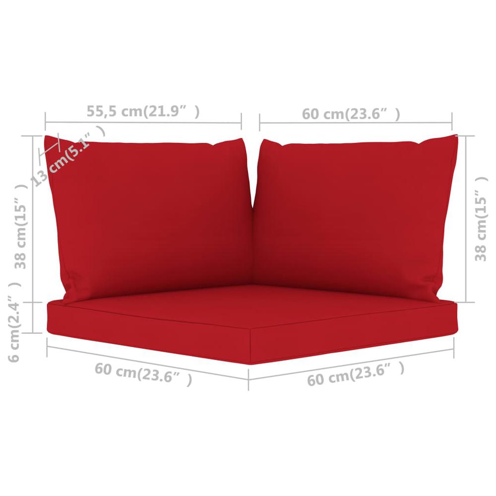 vidaXL Pallet Sofa Cushions 3 pcs Red Fabric, 315070. Picture 6