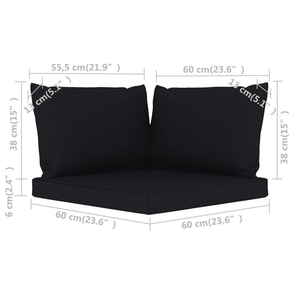 vidaXL Pallet Sofa Cushions 3 pcs Black Fabric, 315071. Picture 6