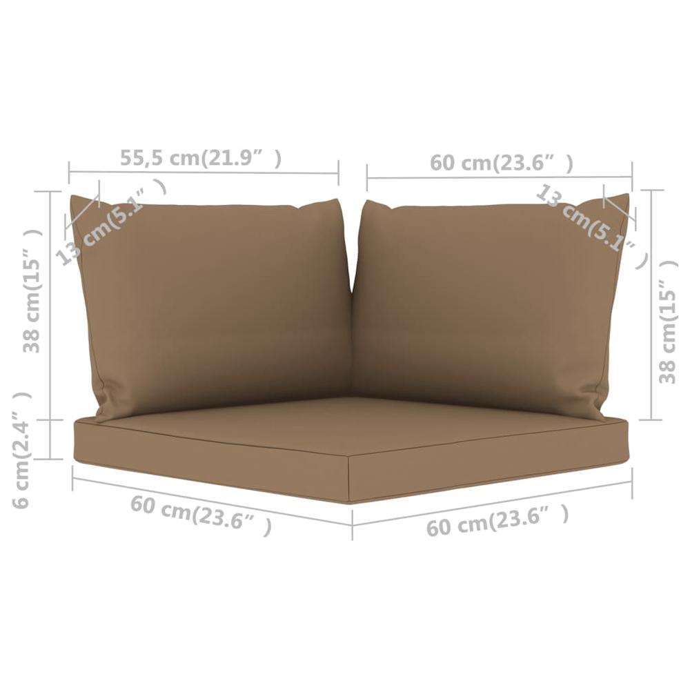 vidaXL Pallet Sofa Cushions 3 pcs Taupe Fabric, 315072. Picture 6