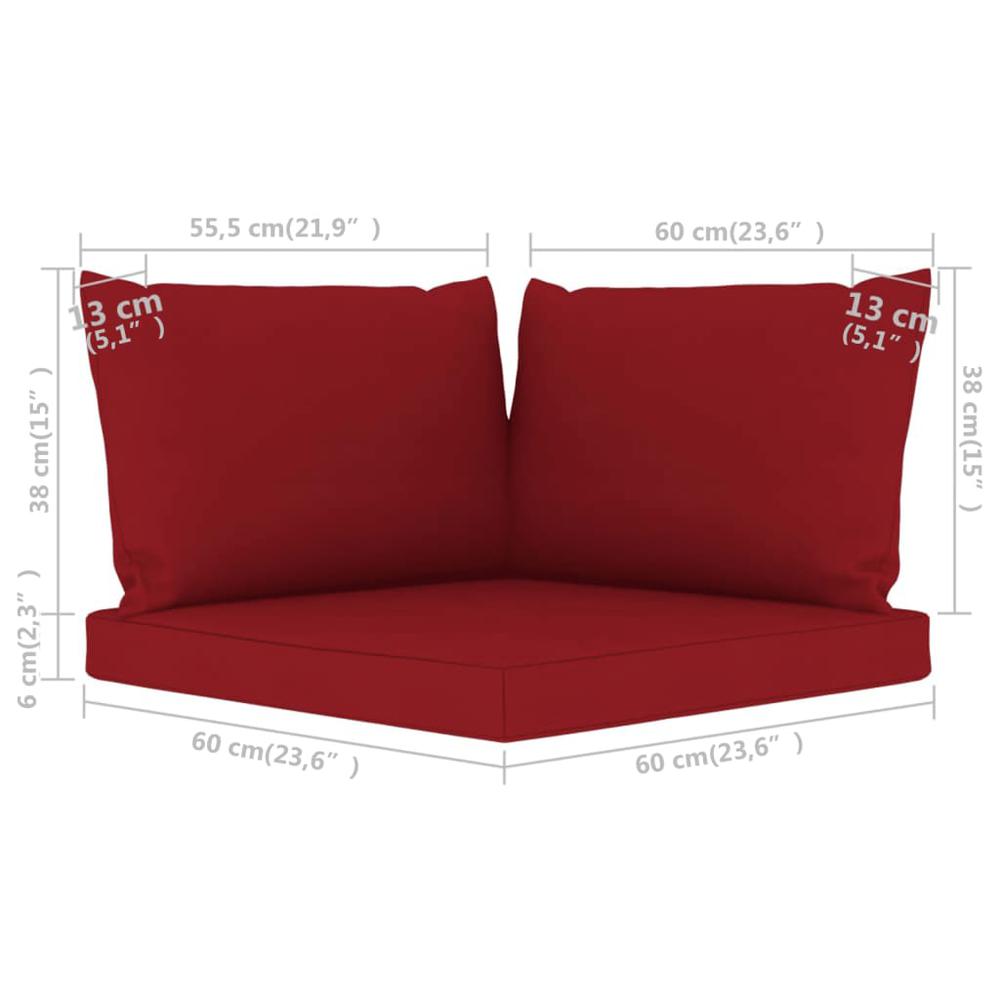 vidaXL Pallet Sofa Cushions 3 pcs Wine Red Fabric. Picture 6