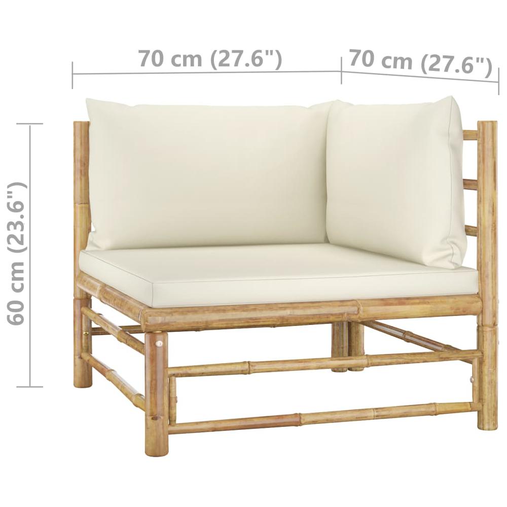 vidaXL 2 Piece Garden Lounge Set with Cream White Cushions Bamboo 3143. Picture 6