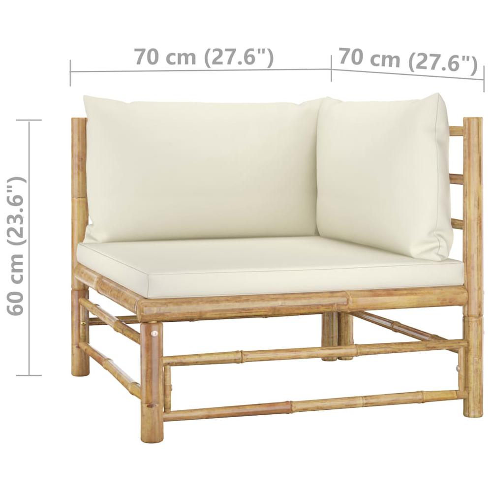 vidaXL 2 Piece Garden Lounge Set with Cream White Cushions Bamboo 3144. Picture 6