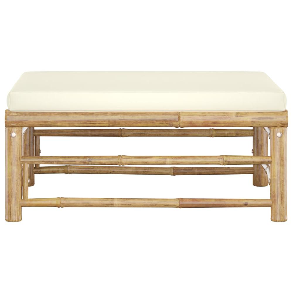 vidaXL Garden Footrest with Cream White Cushion Bamboo 3147. Picture 3