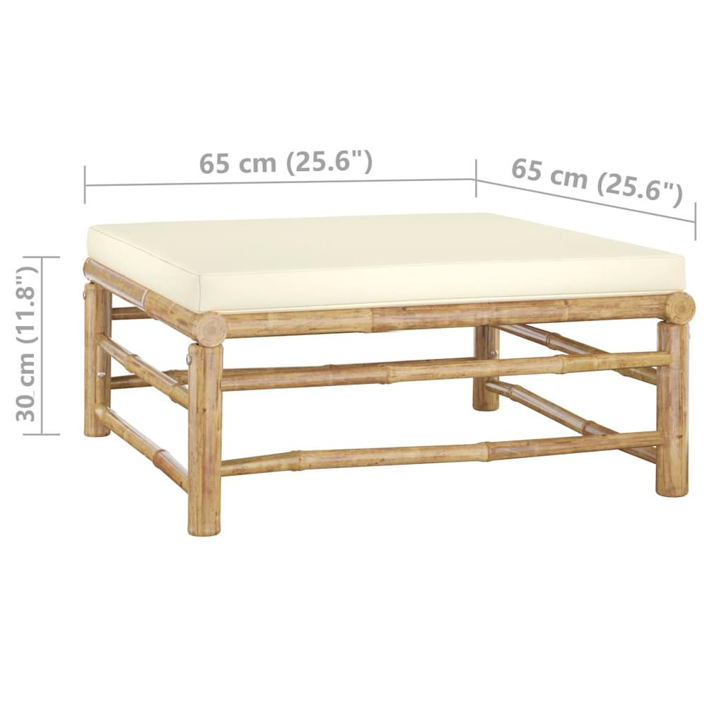 vidaXL Garden Footrest with Cream White Cushion Bamboo 3147. Picture 5
