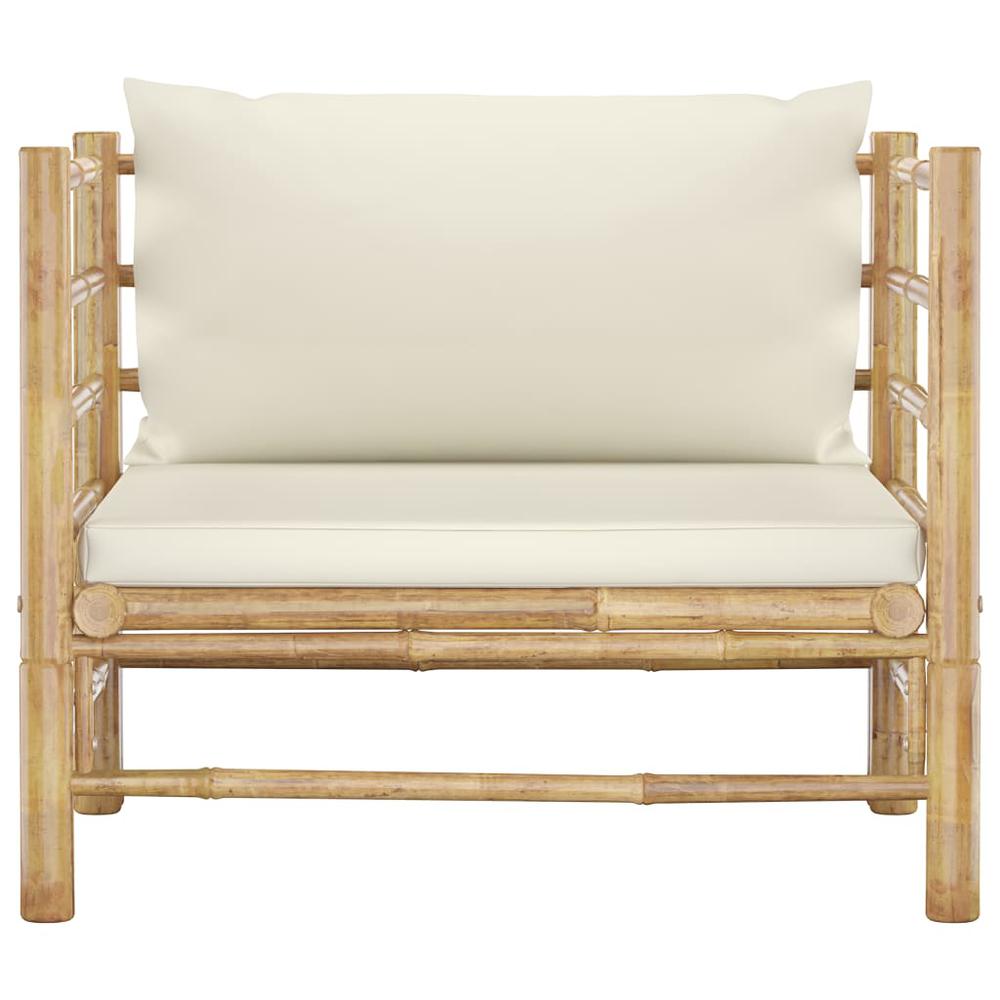 vidaXL Garden Sofa with Cream White Cushions Bamboo 3148. Picture 2