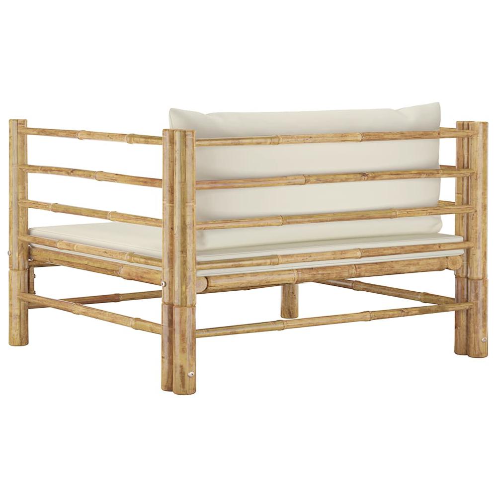 vidaXL Garden Sofa with Cream White Cushions Bamboo 3148. Picture 4