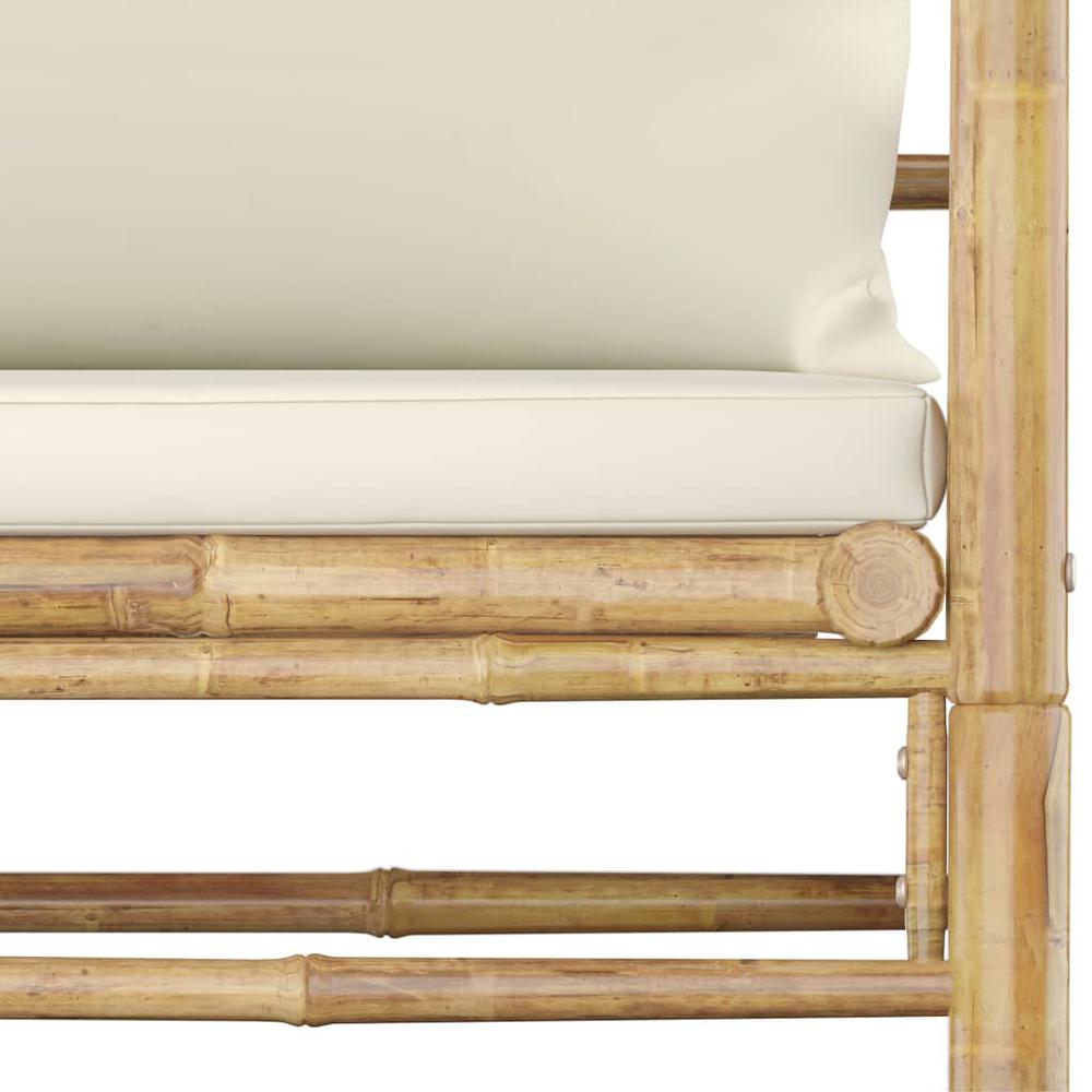 vidaXL Garden Sofa with Cream White Cushions Bamboo 3148. Picture 5