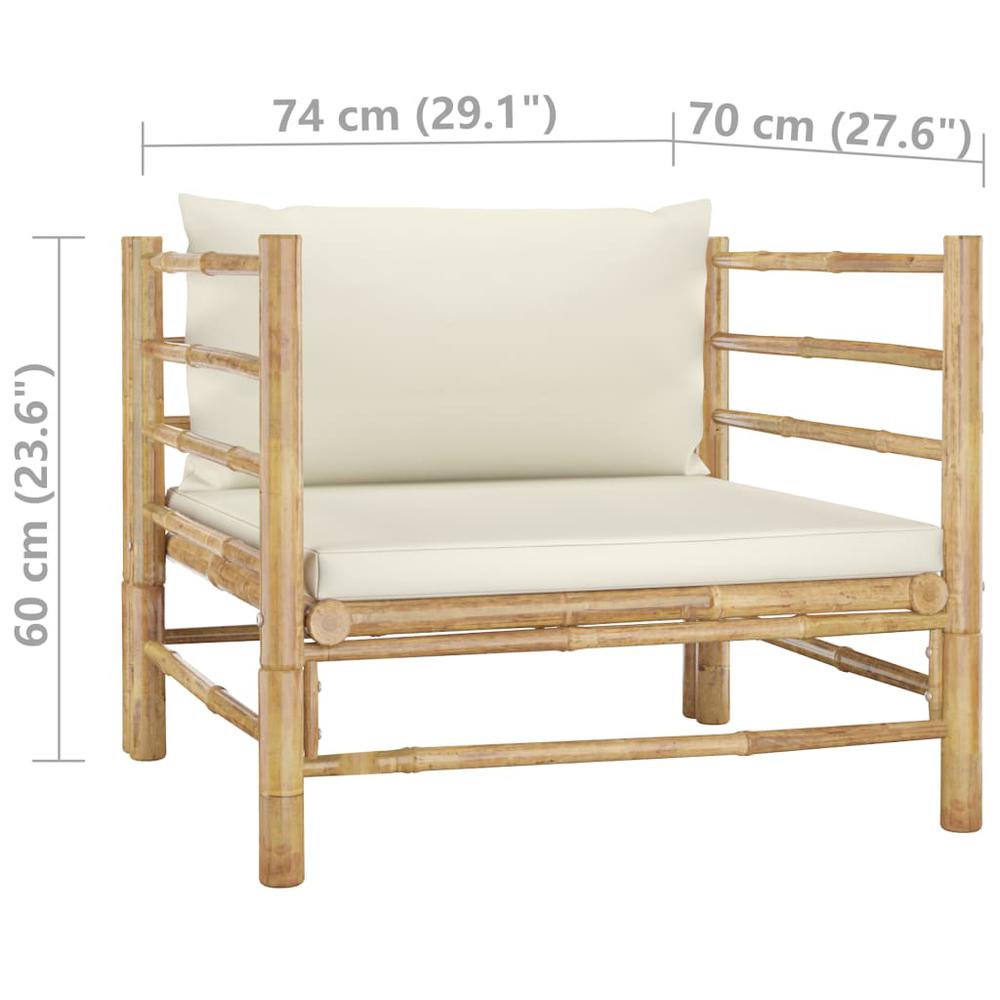 vidaXL Garden Sofa with Cream White Cushions Bamboo 3148. Picture 6