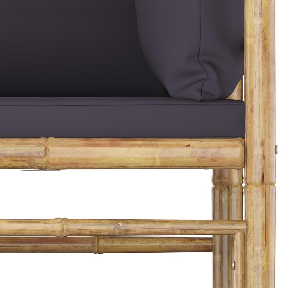 vidaXL 2 Piece Garden Lounge Set with Dark Gray Cushions Bamboo 3151. Picture 3
