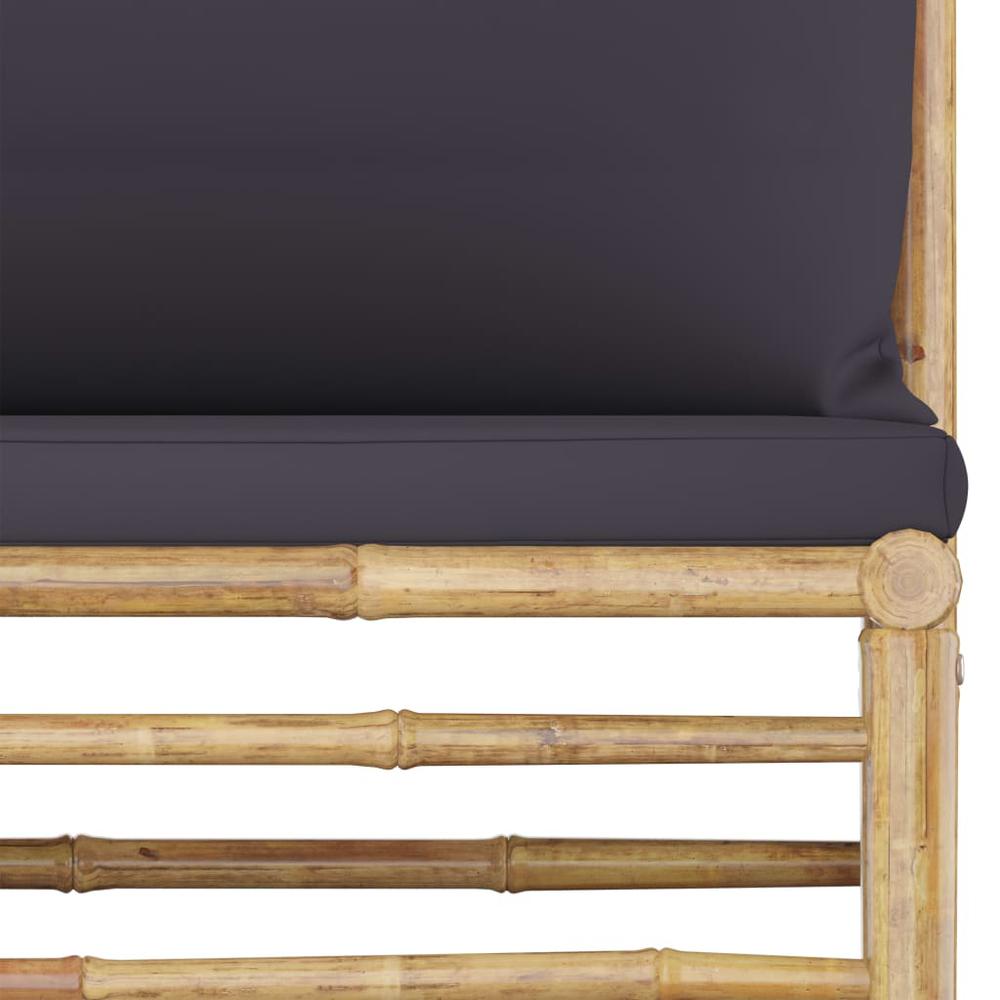 vidaXL 2 Piece Garden Lounge Set with Dark Gray Cushions Bamboo 3151. Picture 5