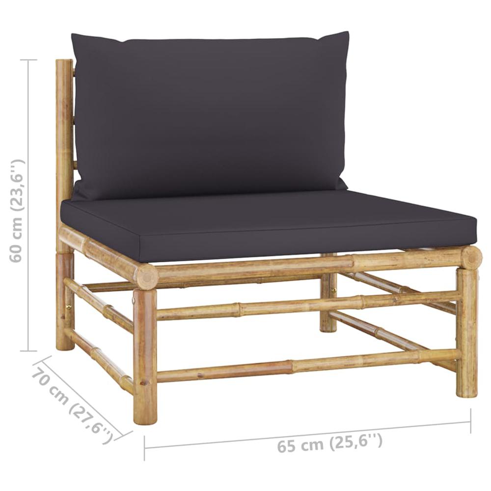 vidaXL 2 Piece Garden Lounge Set with Dark Gray Cushions Bamboo 3151. Picture 7