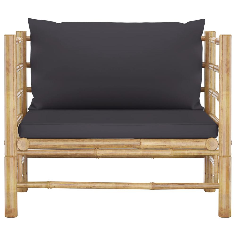 vidaXL Garden Sofa with Dark Gray Cushions Bamboo 3156. Picture 2