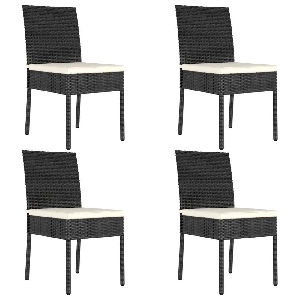 vidaXL Garden Dining Chairs 4 pcs Poly Rattan Black, 315107. Picture 1