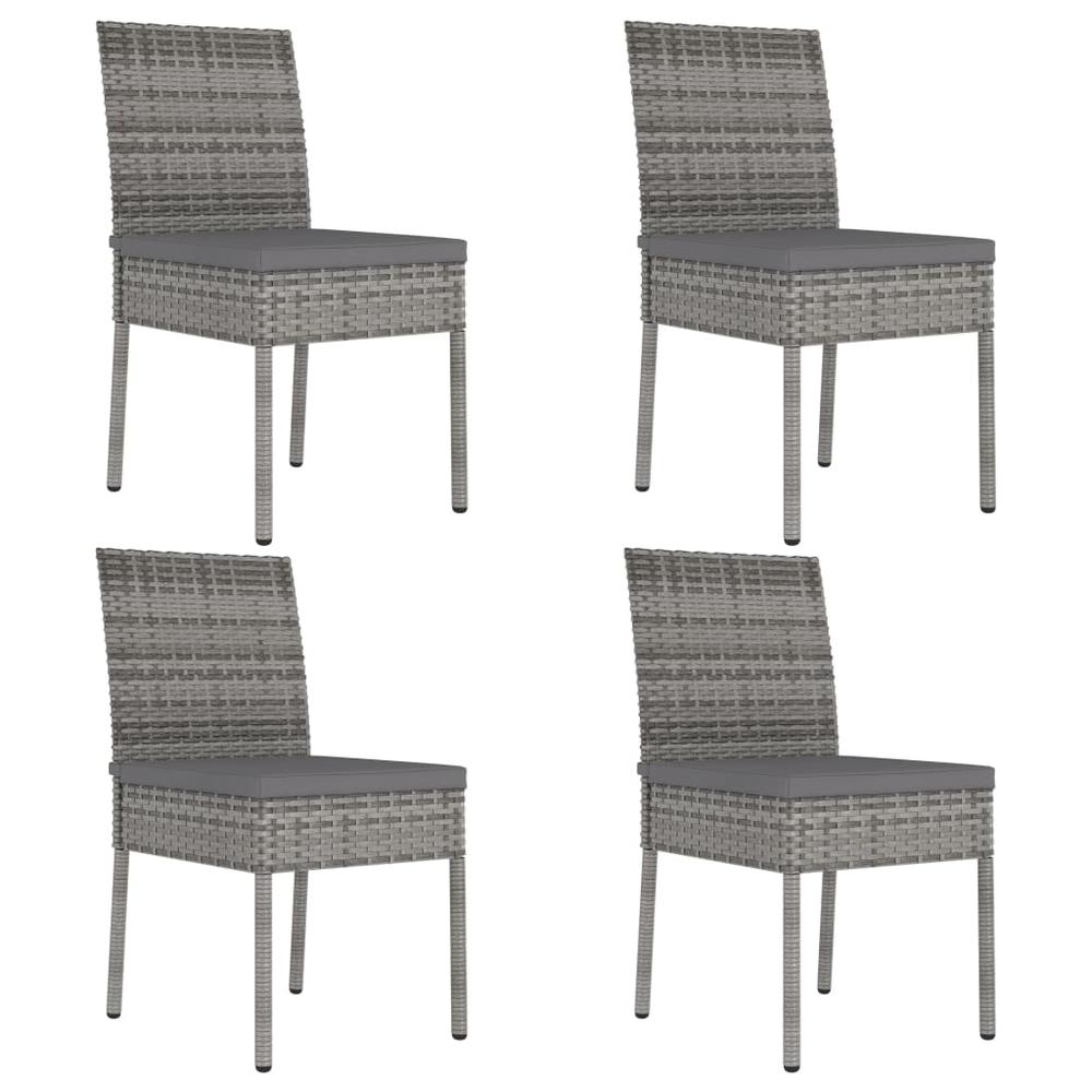 vidaXL Garden Dining Chairs 4 pcs Poly Rattan Gray, 315109. Picture 1