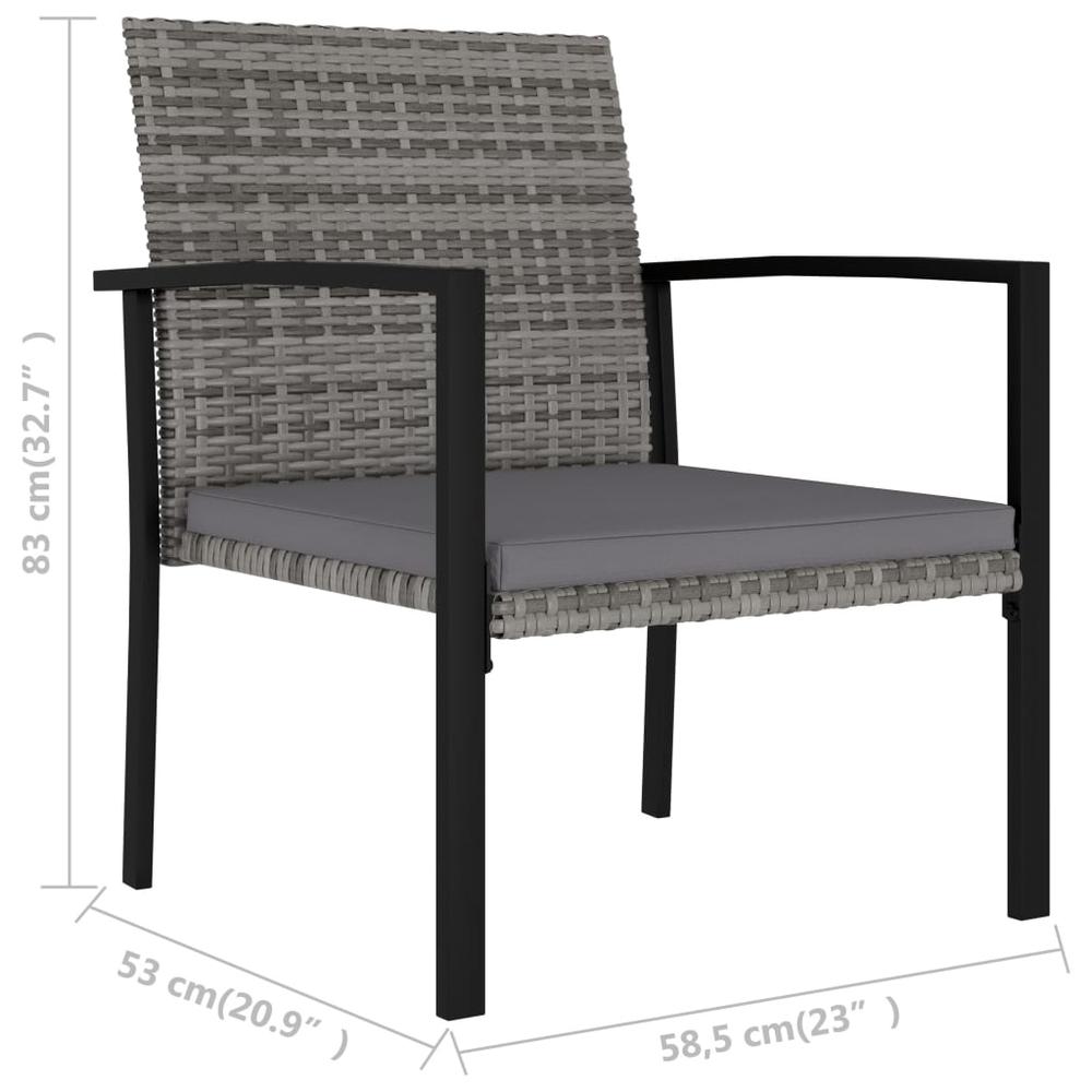 vidaXL Garden Dining Chairs 2 pcs Poly Rattan Gray, 315112. Picture 6
