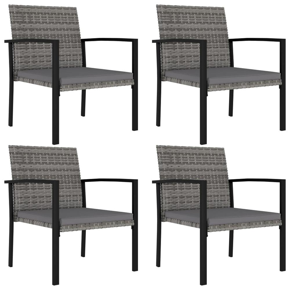 vidaXL Garden Dining Chairs 4 pcs Poly Rattan Gray, 315113. Picture 1