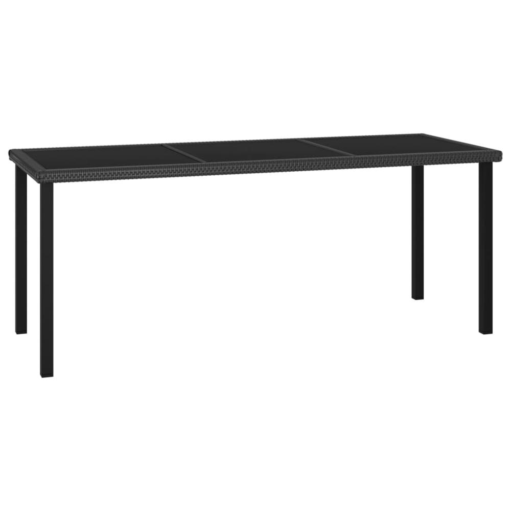 vidaXL Garden Dining Table Black 70.9"x27.6"x28.7" Poly Rattan, 315116. Picture 1