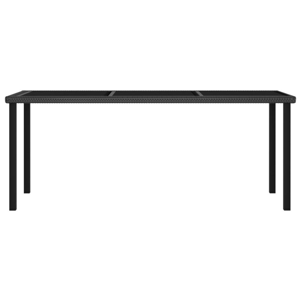 vidaXL Garden Dining Table Black 70.9"x27.6"x28.7" Poly Rattan, 315116. Picture 2