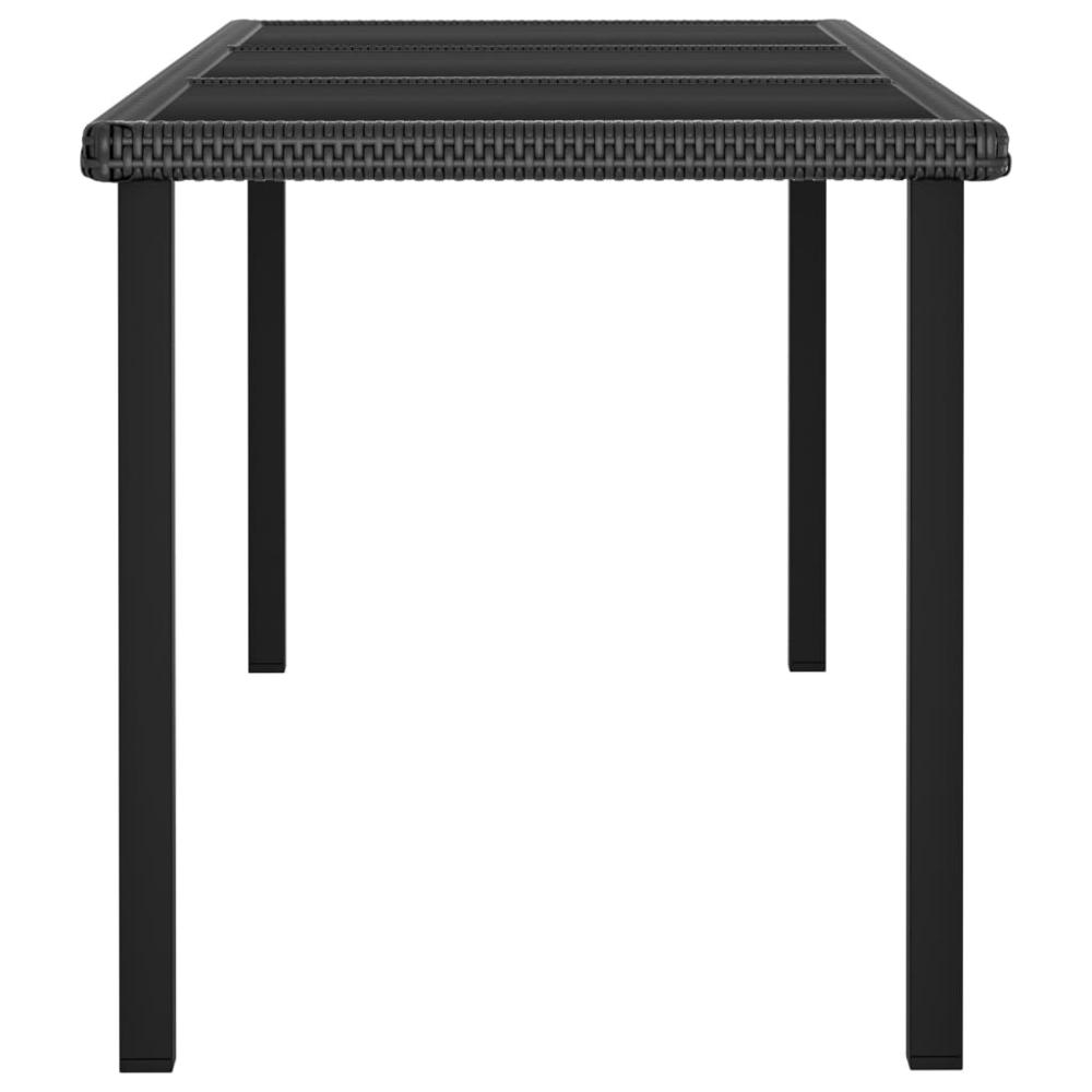 vidaXL Garden Dining Table Black 70.9"x27.6"x28.7" Poly Rattan, 315116. Picture 3