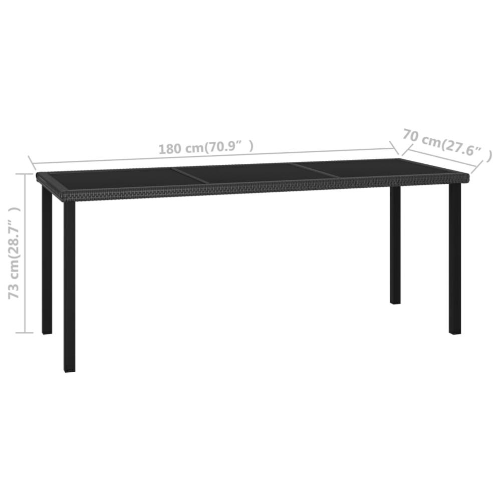 vidaXL Garden Dining Table Black 70.9"x27.6"x28.7" Poly Rattan, 315116. Picture 5