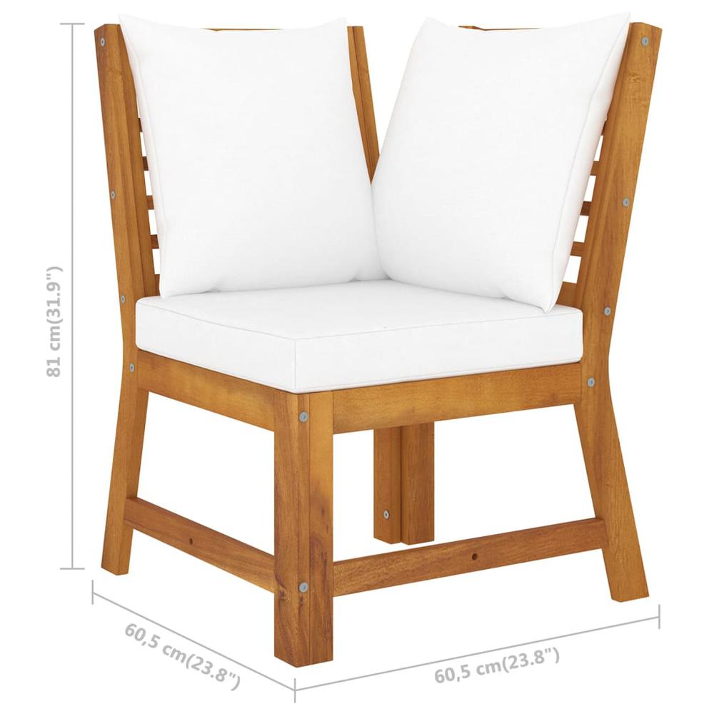 4 Piece Patio Lounge Set with Cushion Cream Solid Acacia Wood. Picture 11