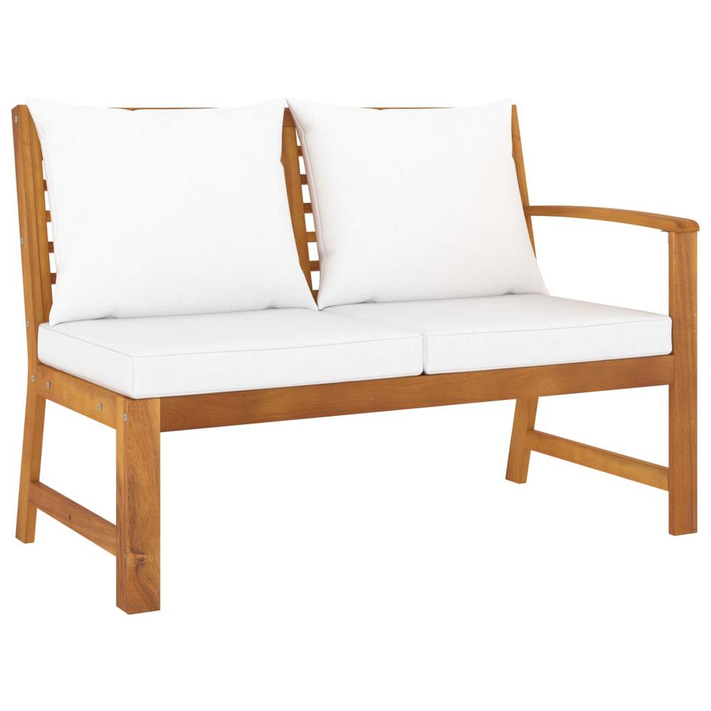 4 Piece Patio Lounge Set with Cushion Cream Solid Acacia Wood. Picture 3