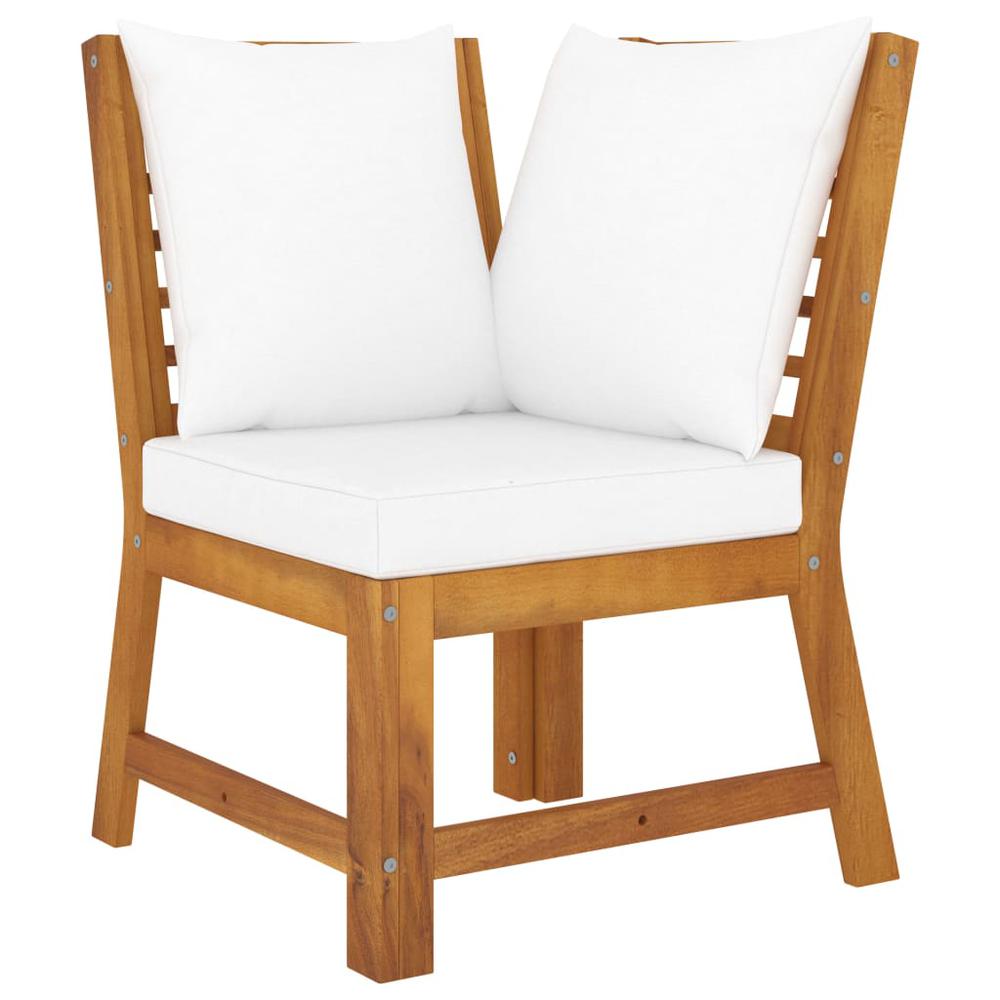 vidaXL 4 Piece Patio Lounge Set with Cushion Cream Solid Acacia Wood, 3057771. Picture 5