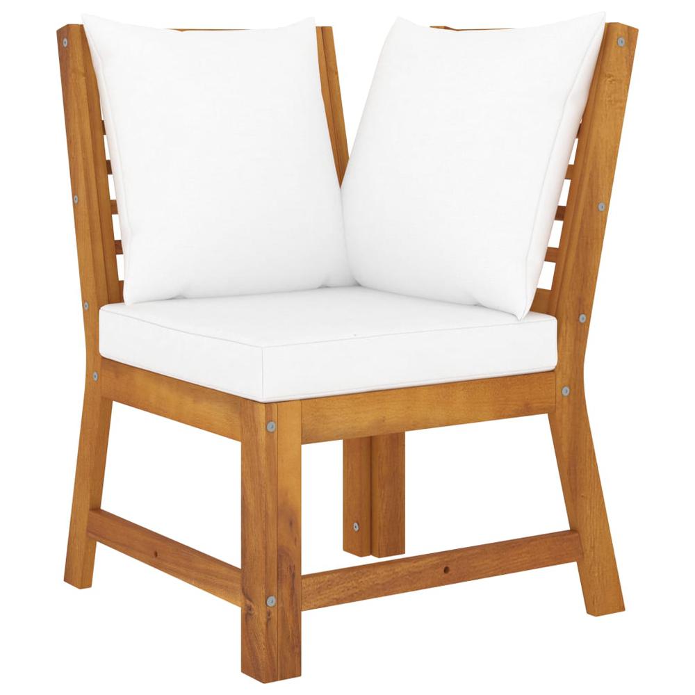 vidaXL 4 Piece Patio Lounge Set with Cushion Cream Solid Acacia Wood, 3057772. Picture 5