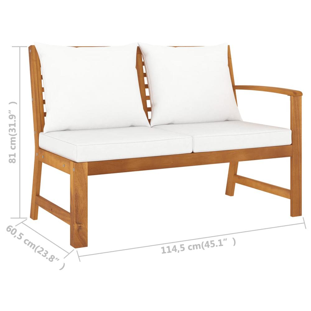 vidaXL 4 Piece Patio Lounge Set with Cushion Cream Solid Acacia Wood, 3057772. Picture 10