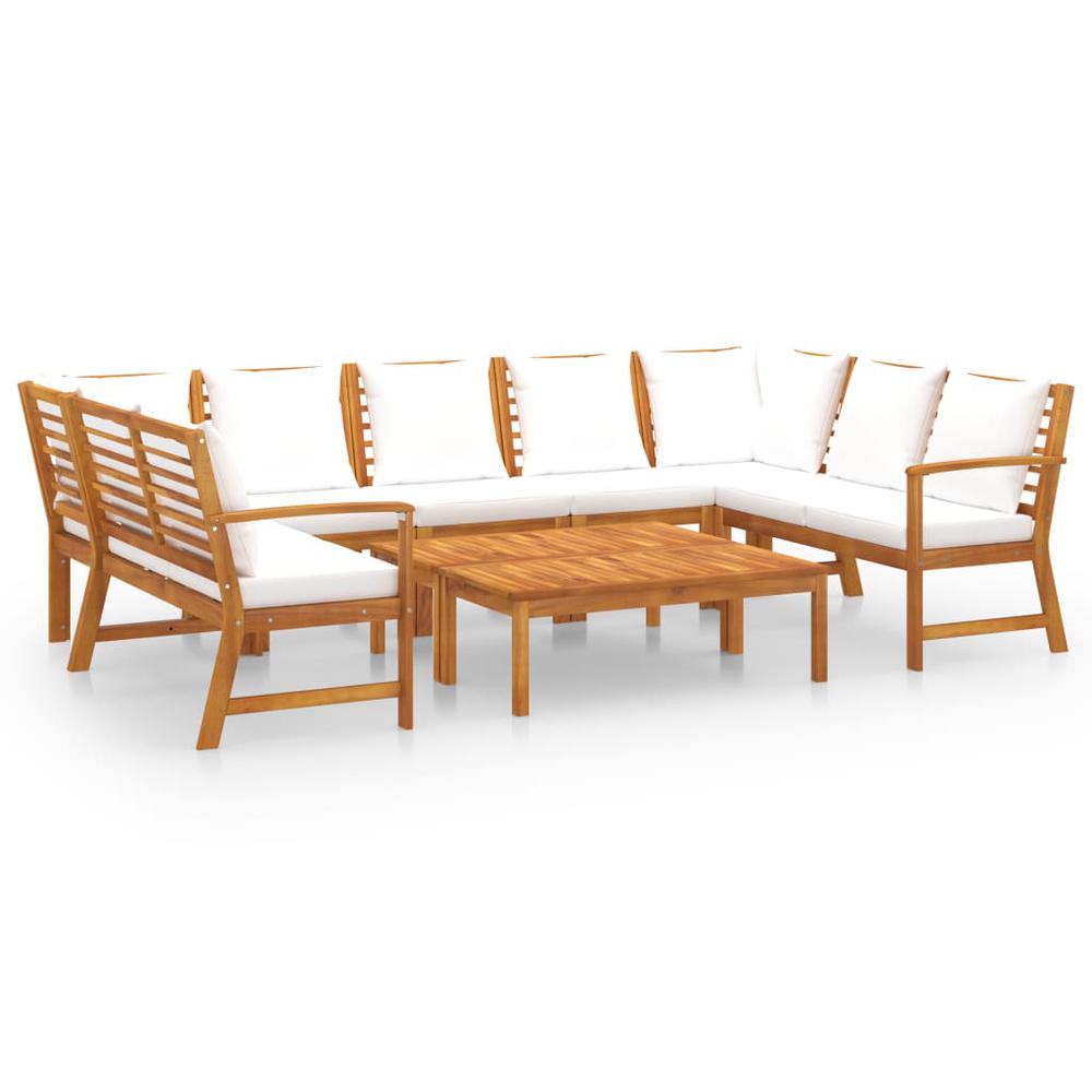 vidaXL 9 Piece Garden Lounge Set with Cushion Cream Solid Acacia Wood 7775. Picture 1