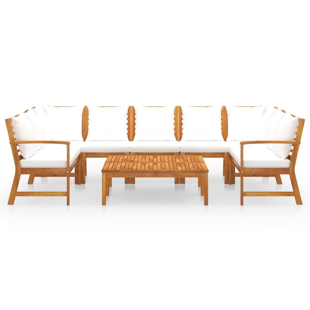 vidaXL 9 Piece Garden Lounge Set with Cushion Cream Solid Acacia Wood 7775. Picture 2